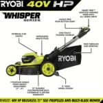 RYOBI 40V HP Brushless WHISPER SERIES 21-Inch Self-Propelled AWD Multi-Blade Lawn Mower - Image 2